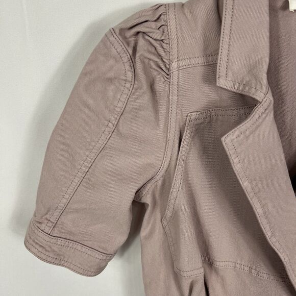 7 For All Mankind Short Sleeve Seamed Twill Romper In Soft Lavender Small - Picture 5 of 11